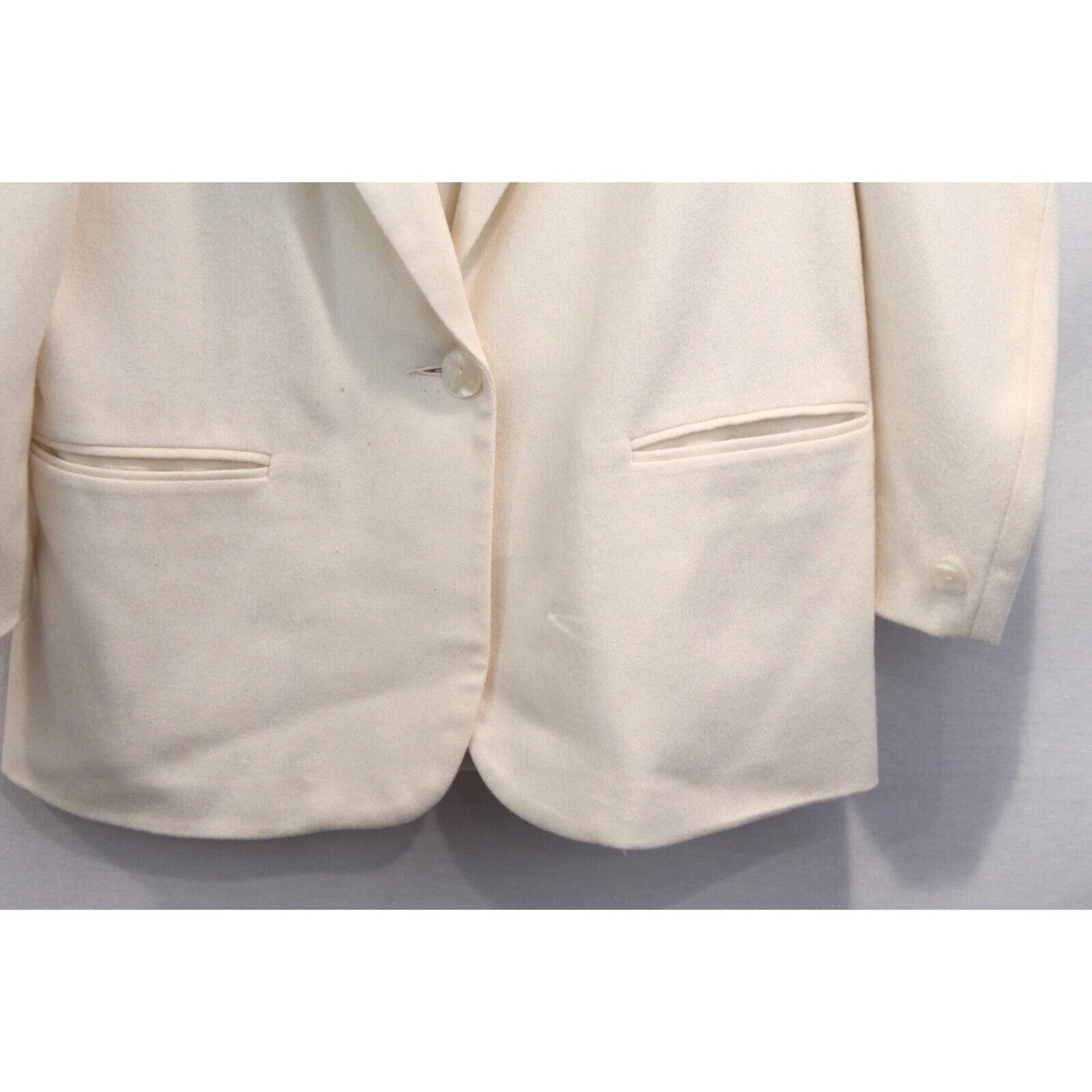 Madisons Vintage Wool Blazer Womens size 10 Ivory Lined Single Breasted - Picture 3 of 11